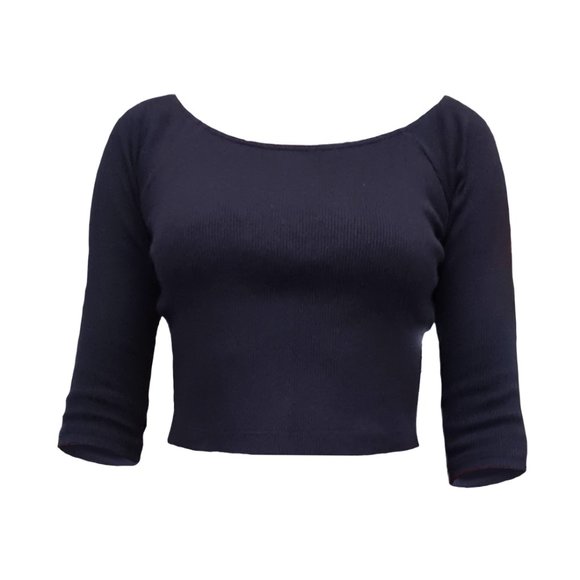 Size- S, Forever 21 black crop off-shoulder knitted top - Picture 2 of 6